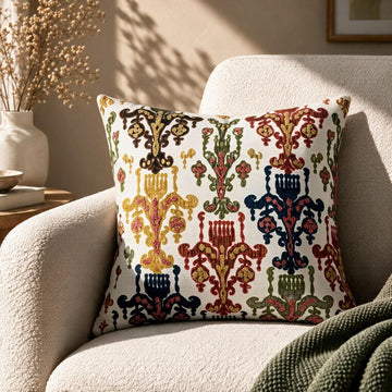 HOKIPO Crewel Embroidery Cushion Cover, Multicolor Chandelier, 16 x 16 in - image 1