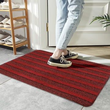 Modern Rectangular Door Mat (Red, Pvc, Microfiber, 48X78 Cm)
