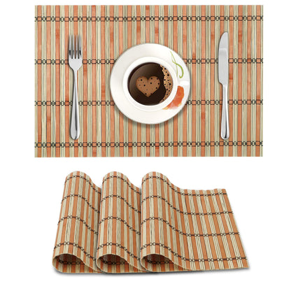 Reversible Bamboo Placemats for Dining Table Set of 4 Table Mats, 45 x 30 cm,