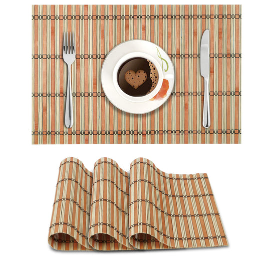 Reversible Bamboo Placemats for Dining Table Set of 4 Table Mats, 45 x 30 cm,