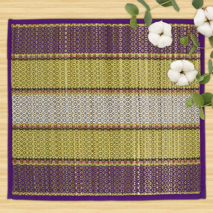 Natural River Grass Handcrafted Pooja Floor Mats/Meditation Prayer Mat/Sittting Mat/Aasan Mat Chatai for Pack of 2/4/6/8, Purple