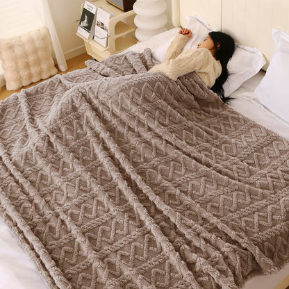 220 GSM Flannel AC Throw Blanket Double Bed Queen, 200x230 cm / 6.5x7.5 feet, Latte Brown