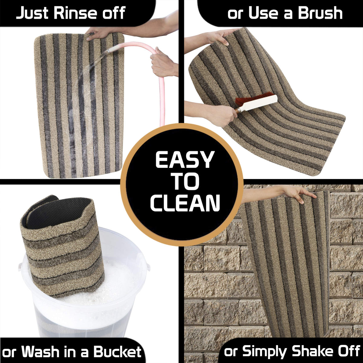 Rubber Back Dirt Trapper Entrance Door Mats Big Size, 48X78 Cm, Brown, Large Rectangle