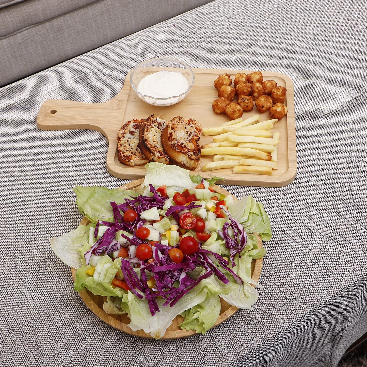 Wooden Platter Rectangular Serving Tray With Handle |Appetizer Plate | Snacks Serving Platter, 40X28 cm
