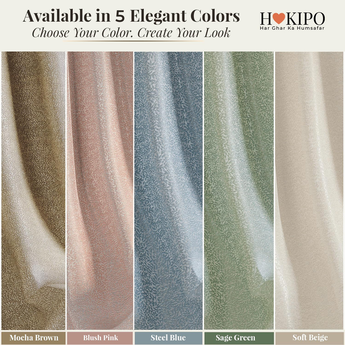 HOKIPO Eden Eyelet Curtains, 7 Feet Long - Soft Beige - image 9