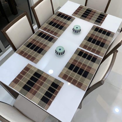 Reversible Bamboo Placemats Set of 6 Table Mats, 45x30 cm
