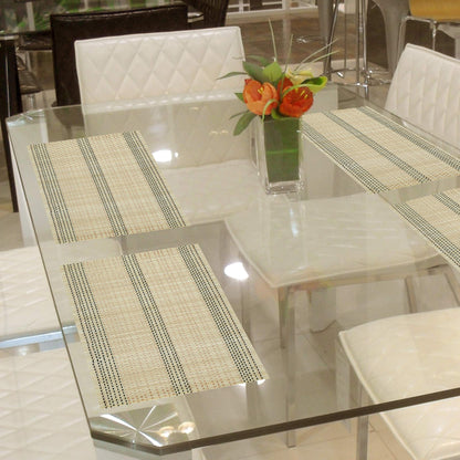 Reversible Bamboo Placemats Set Of 4 Table Mats, 45X30 Cm, Beige