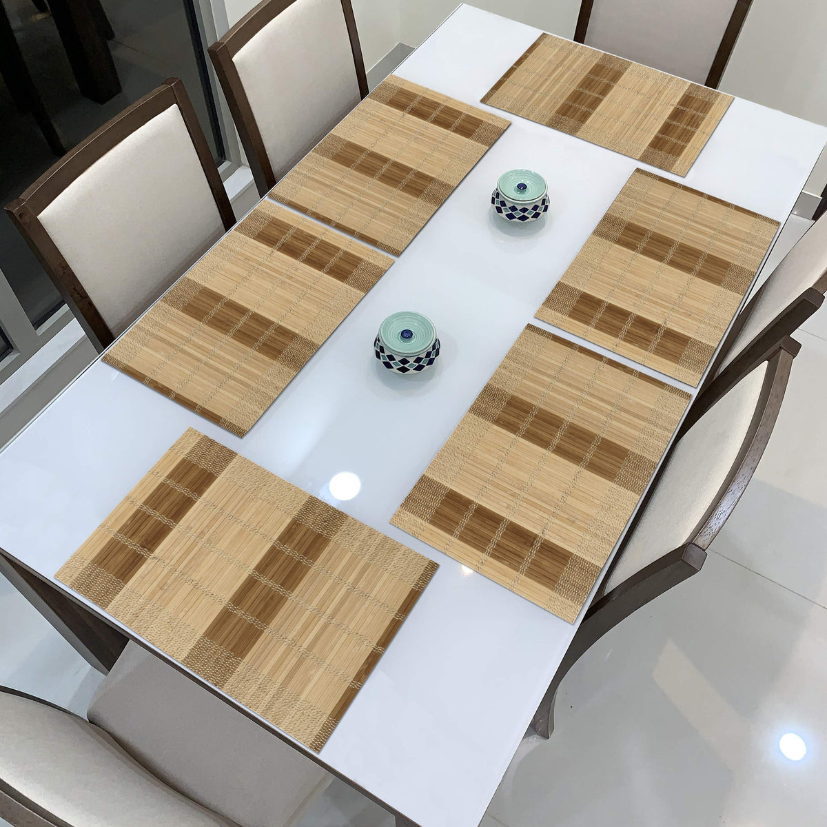Buy premium heat resistant bamboo dining table mat set of 6 | Hokipo