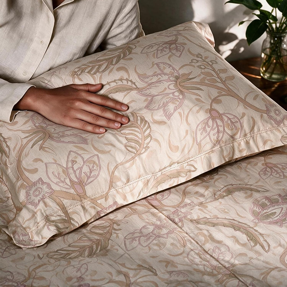 HOKIPO Floral 180 TC Cotton Twill Flat Bedsheet in King Size, Old Rose - image 7