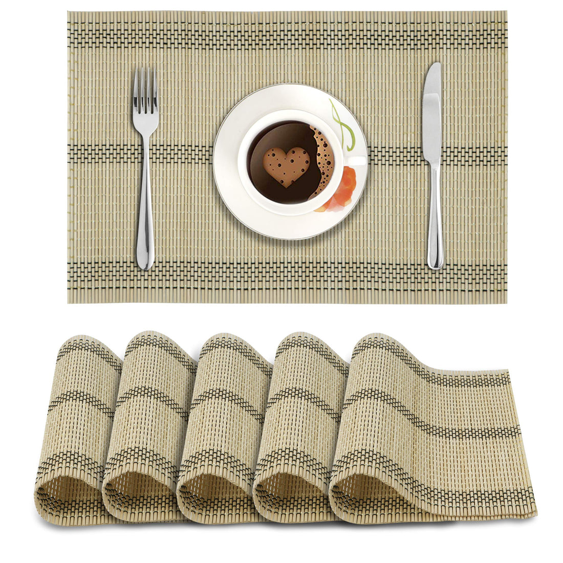 Heat Resistant Bamboo Placemats Set of 6 | HOKIPO