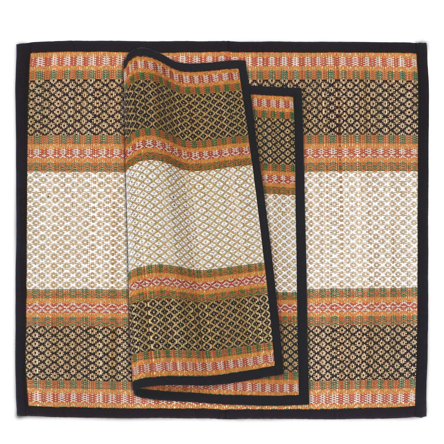 Natural River Grass Handcrafted Pooja Floor Mats/Meditation Prayer Mat/Sittting Mat/Aasan Mat Chatai for Pack of 2/4/6/8, Black