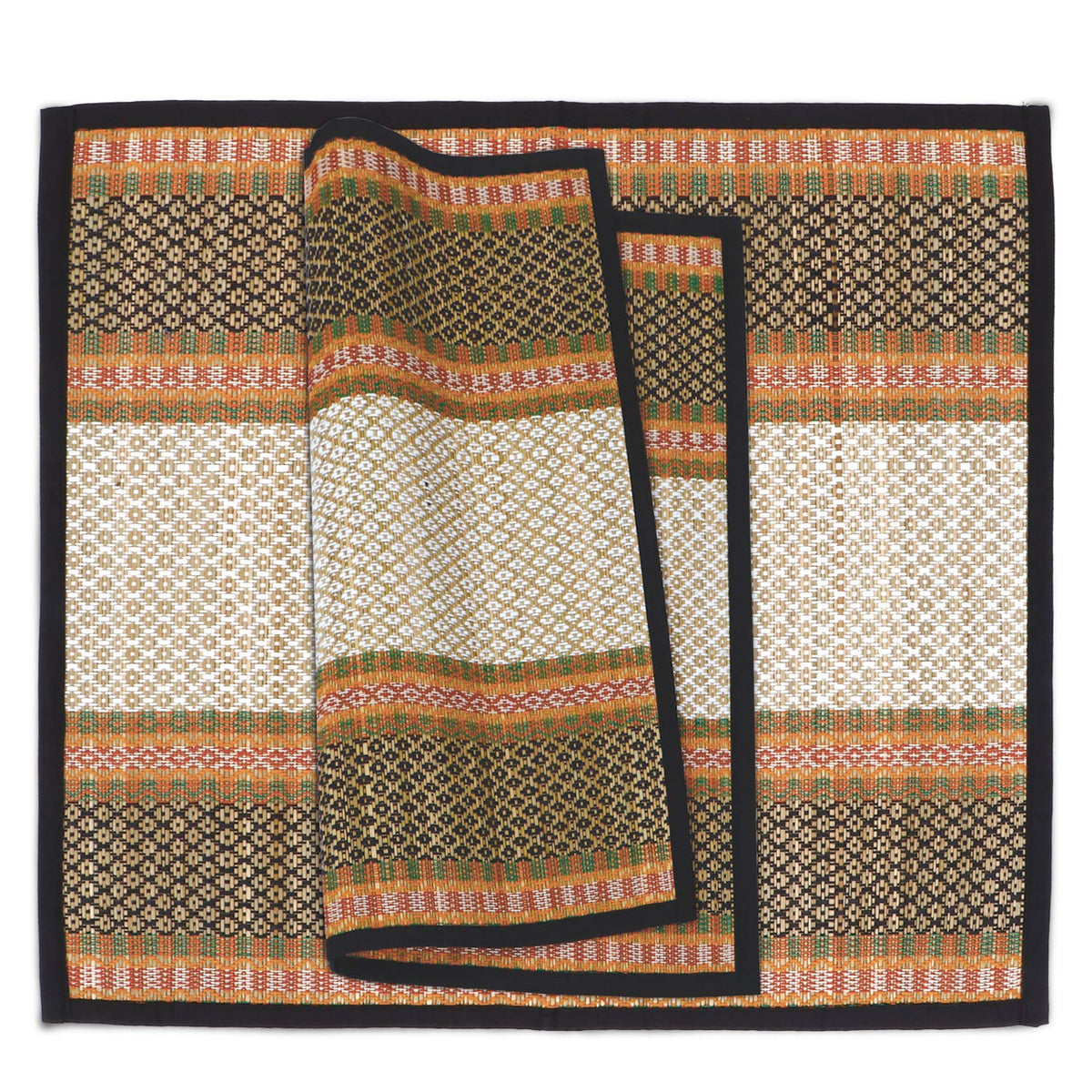 Natural River Grass Handcrafted Pooja Floor Mats/Meditation Prayer Mat/Sittting Mat/Aasan Mat Chatai for Pack of 2/4/6/8, Black