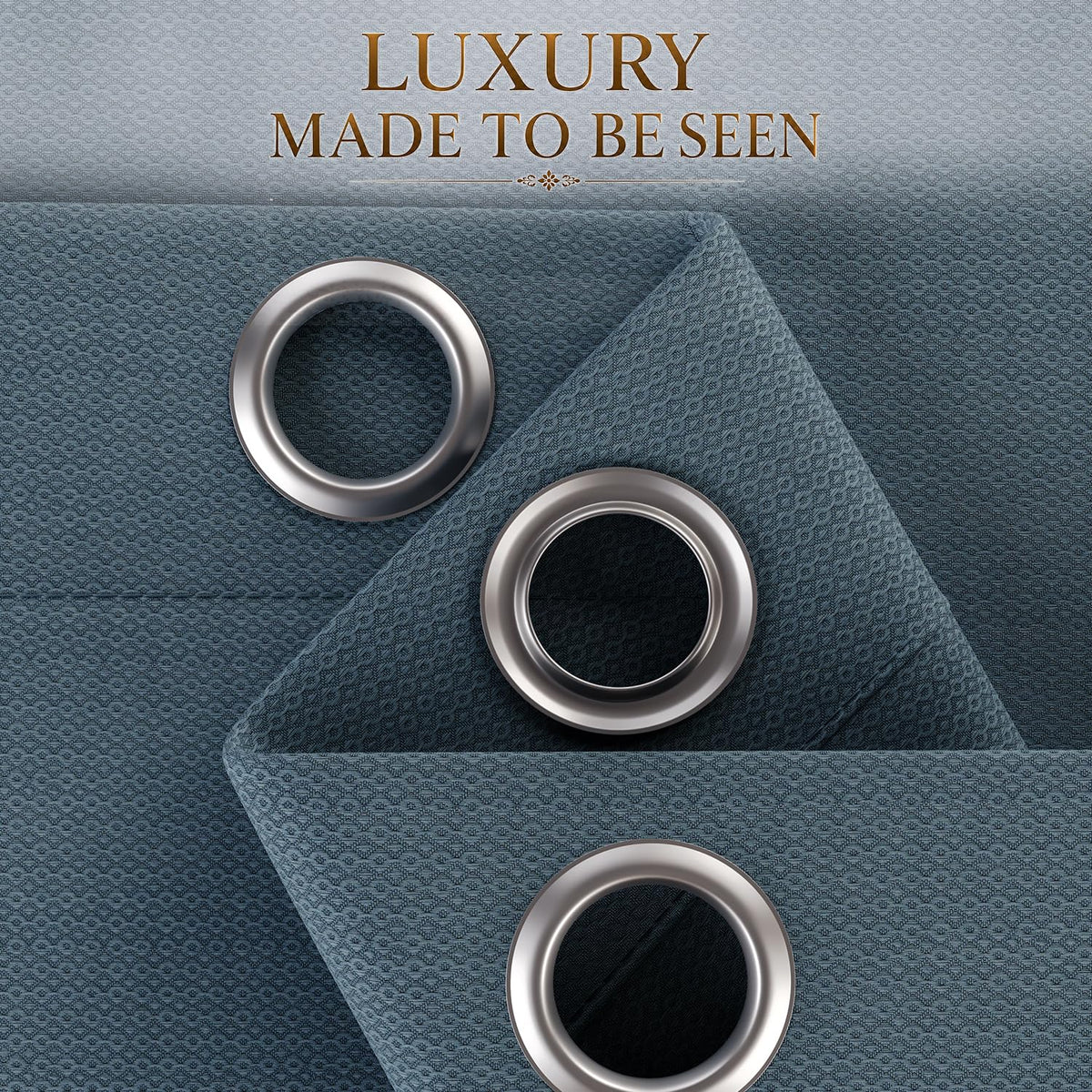 HOKIPO Horizon Dimout Eyelet Curtains, 7 Feet Long - Midnight Blue - image 3