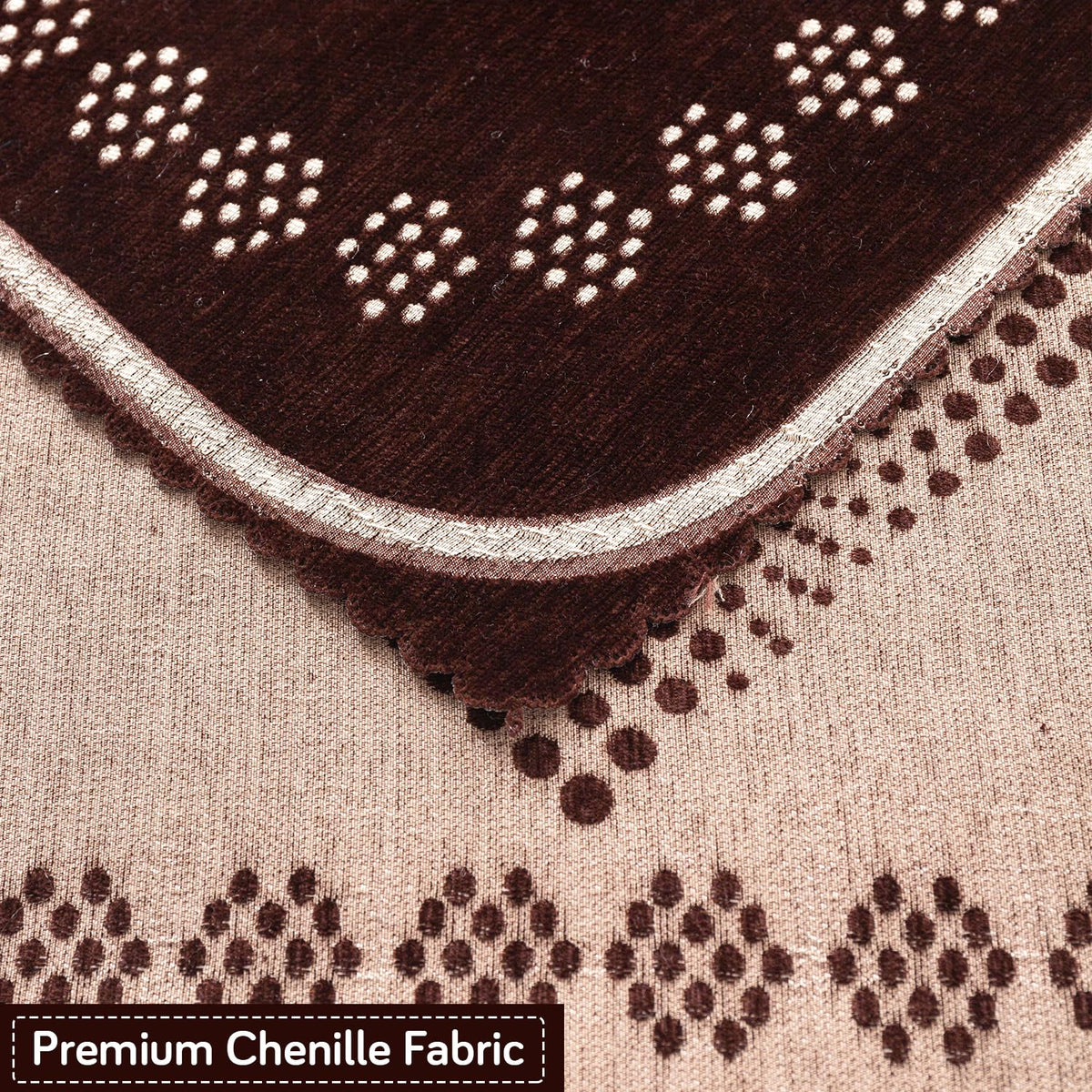 Royal Aangan Premium Chenille Jacquard Sofa Cover 5 Seater Set 3+1+1 Sofa Cover for Seat & Back, Sheesh Brown