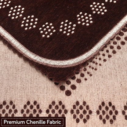 Royal Aangan Premium Chenille Jacquard Sofa Cover 5 Seater Set 3+1+1 Sofa Cover for Seat & Back, Sheesh Brown