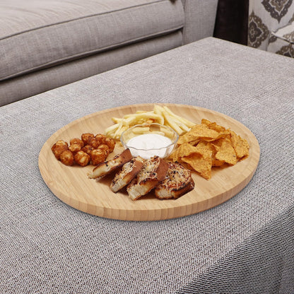Bamboo Wooden Round Tray for Serving Snacks | Platters Serving Tray | Appetizer Plate, 30 cm, Pack of 1