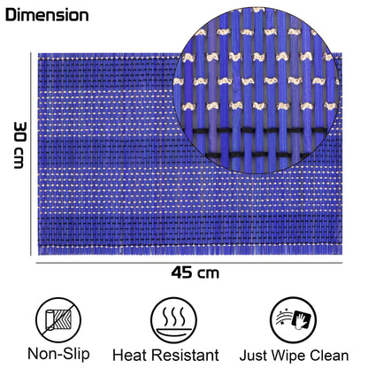 Reversible Bamboo Placemats for Dining Table Set of 6 Table Mats, 45x30 cm