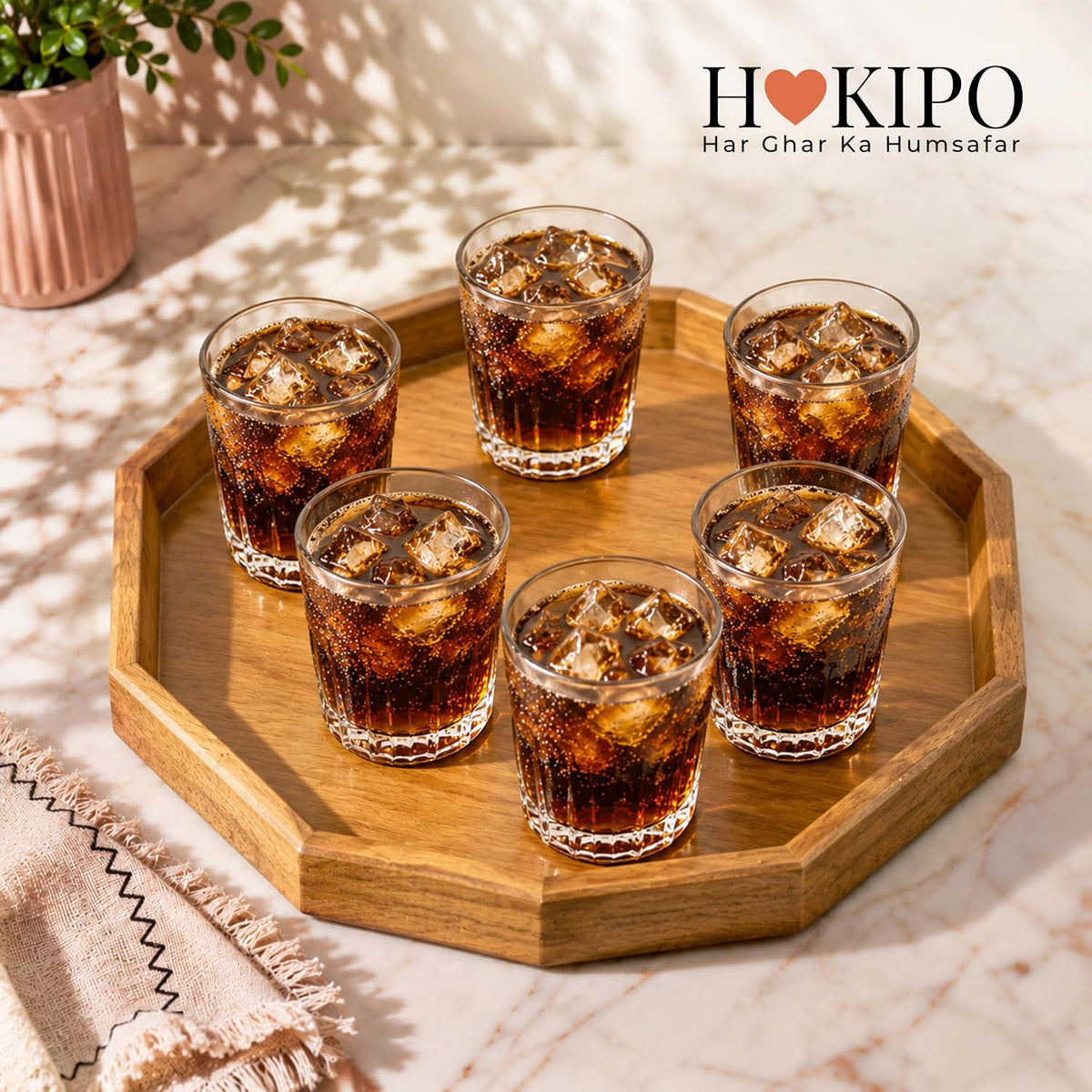 HOKIPO Arbor Mango Wood 10 Sided Serving Tray with Raised Edge, 32 cm - image 8