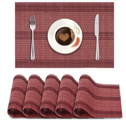 Heat Resistant Bamboo Placemats Set of 6 Dining Table Mats, 45x30cm