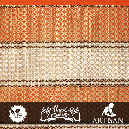 Natural Handmade Madurkathi Large Chatai Mats for Home, Orange