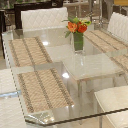 Reversible Bamboo Table Mats for Dining Table, Set of 4 Placemats, 45x30 cm, Hazel Wood