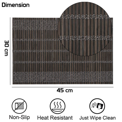 Heat Resistant Bamboo Placemats Set of 6 Dining Table Mats, 45x30 cm