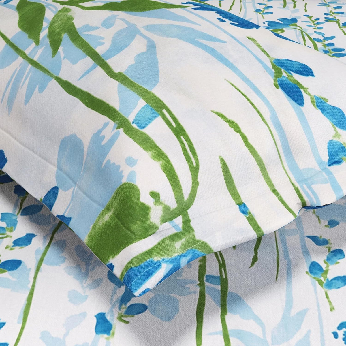 HOKIPO King Size Cotton Bedsheet, 2 Pillow Covers, Floral, Azure Blue - image 3