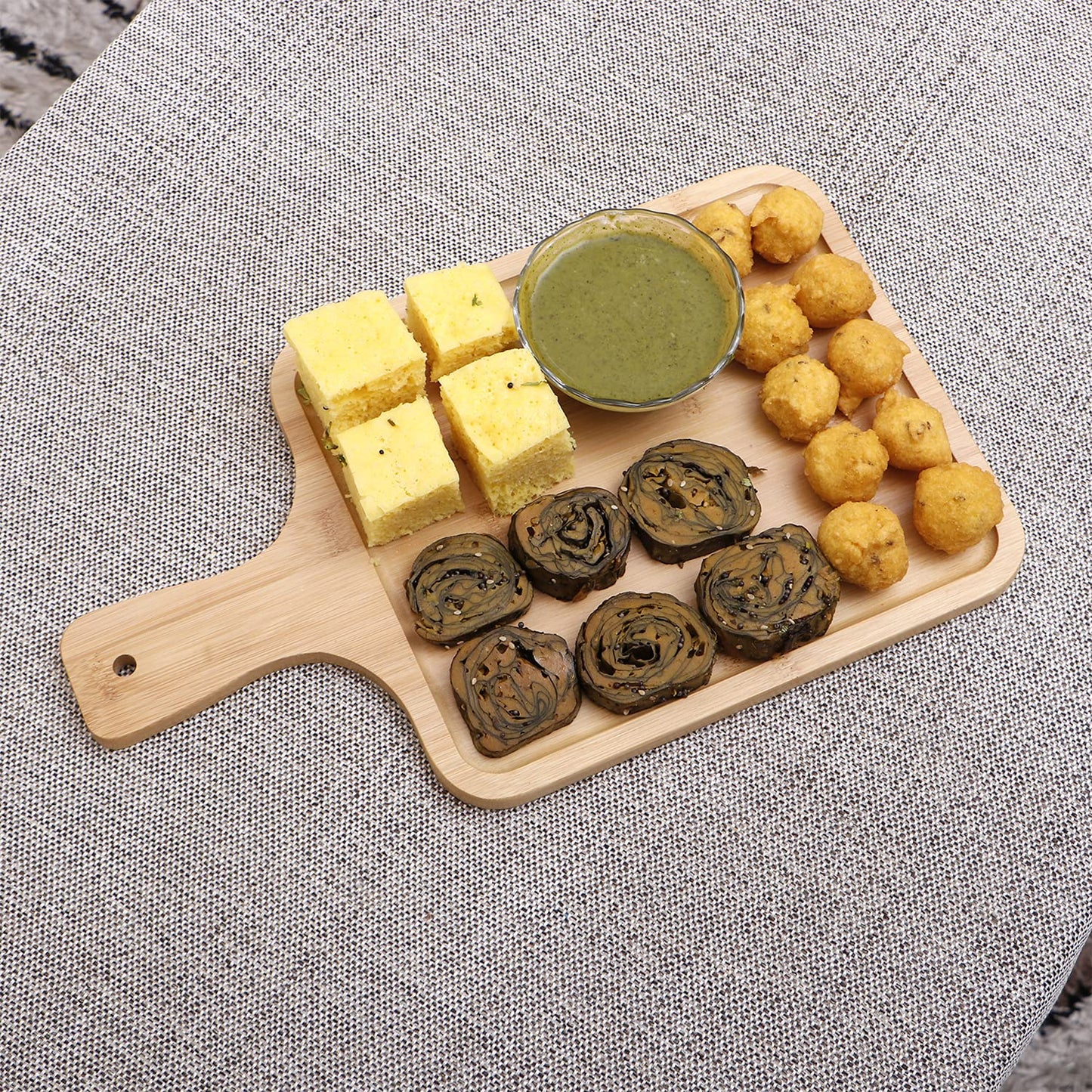 Wooden Platter Rectangular Serving Tray With Handle |Appetizer Plate | Snacks Serving Platter, 40X28 cm