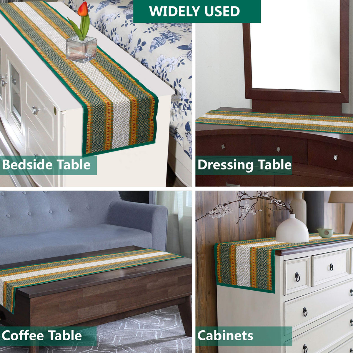 Buy Green Colour Table Runner With Widely Used For Bedside Table, Dressing Table, Coffee Table & Cabinets | HOKIPO