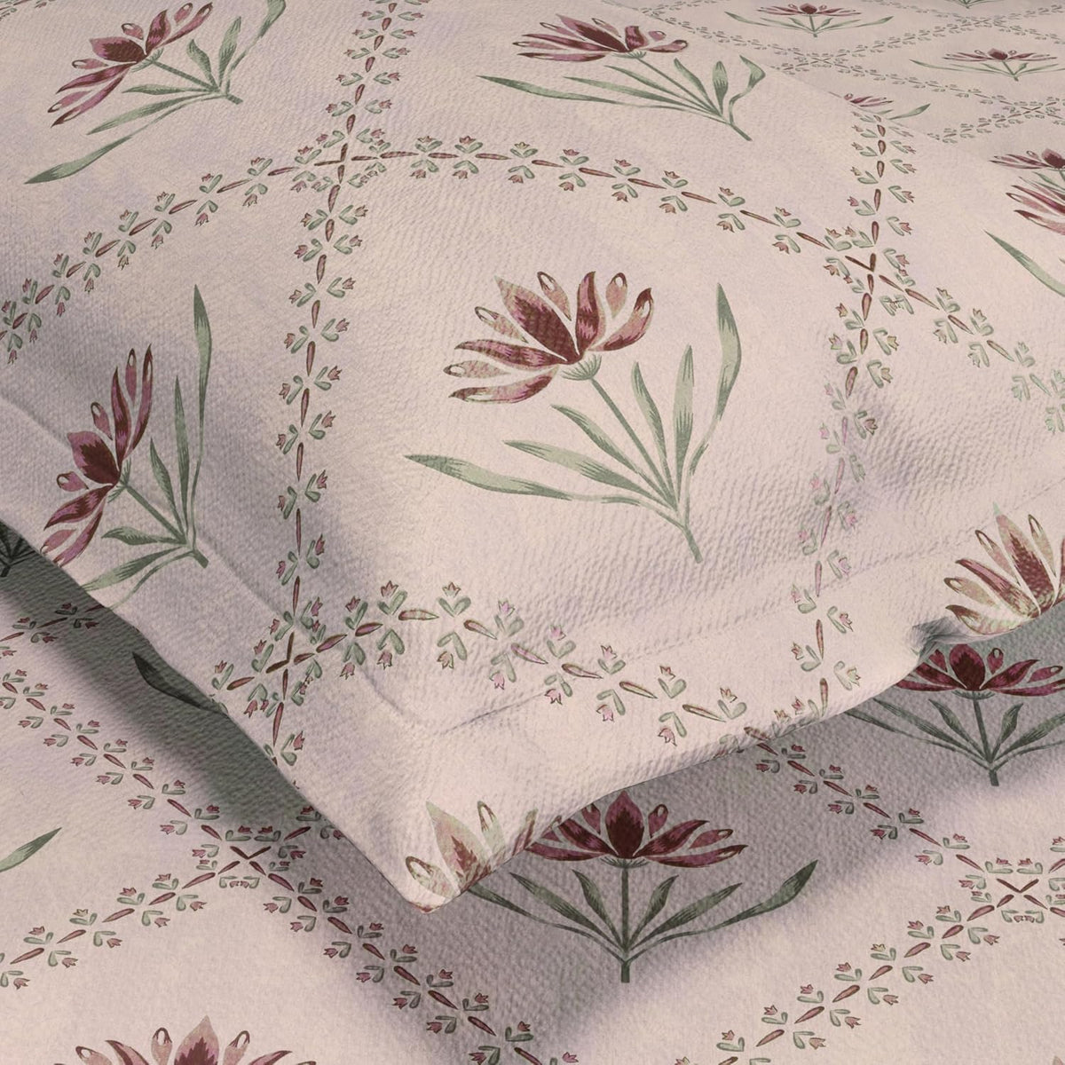HOKIPO King Size Cotton Bedsheet, 2 Pillow Covers, Lotus, Mauve Plum - image 3
