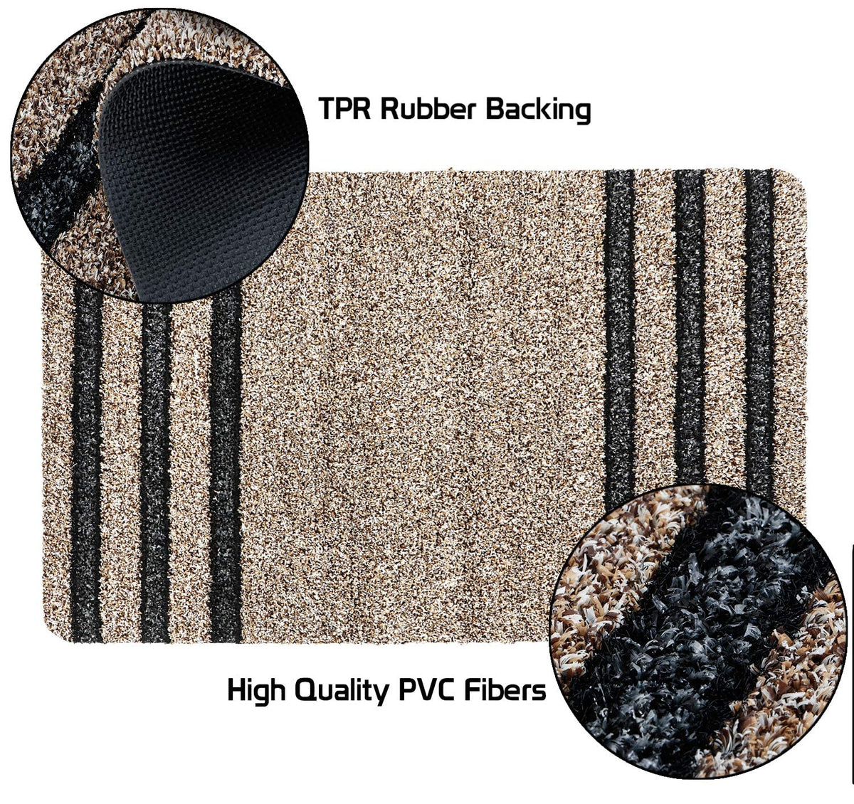 Rubber Back Dirt Trapper Entrance Rectangular Door Mats Big Size, Brown- 48X78 Cm
