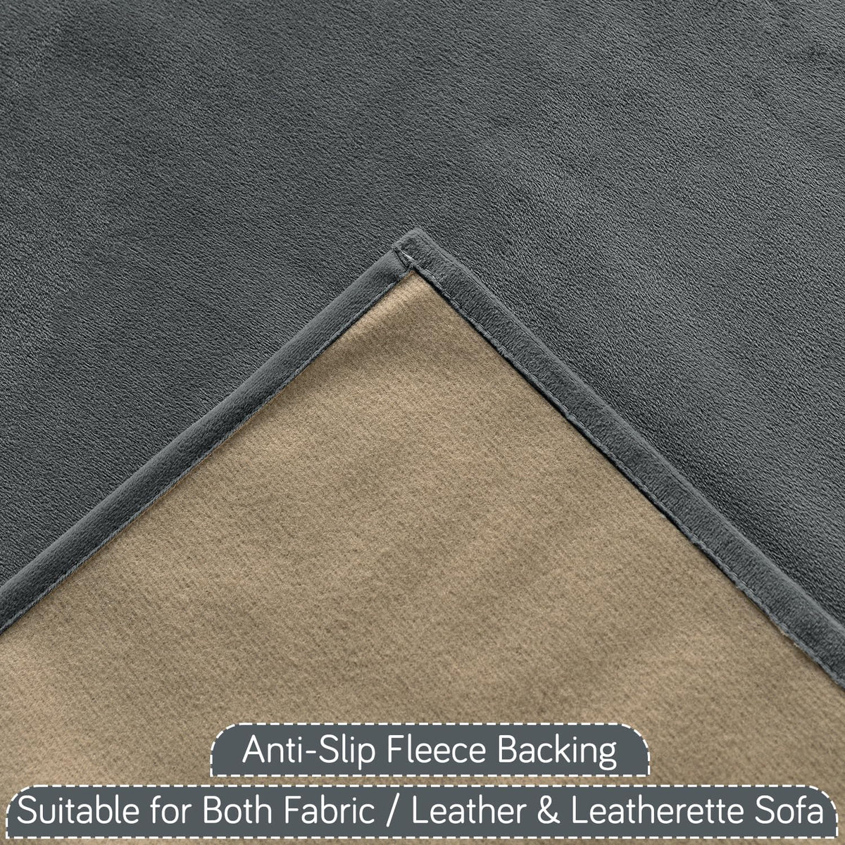 Premium Holland Velvet 5-Seater Sofa Cover (3+1+1), TasselTone Series | Graphite Grey
