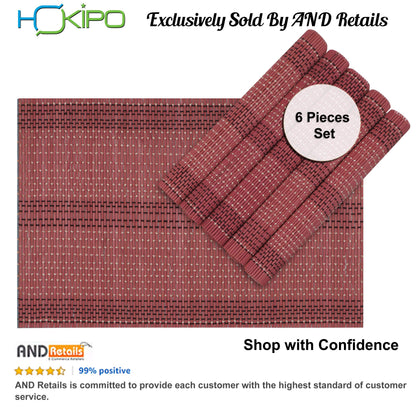 Heat Resistant Bamboo Placemats Set of 6 Dining Table Mats, 45x30cm