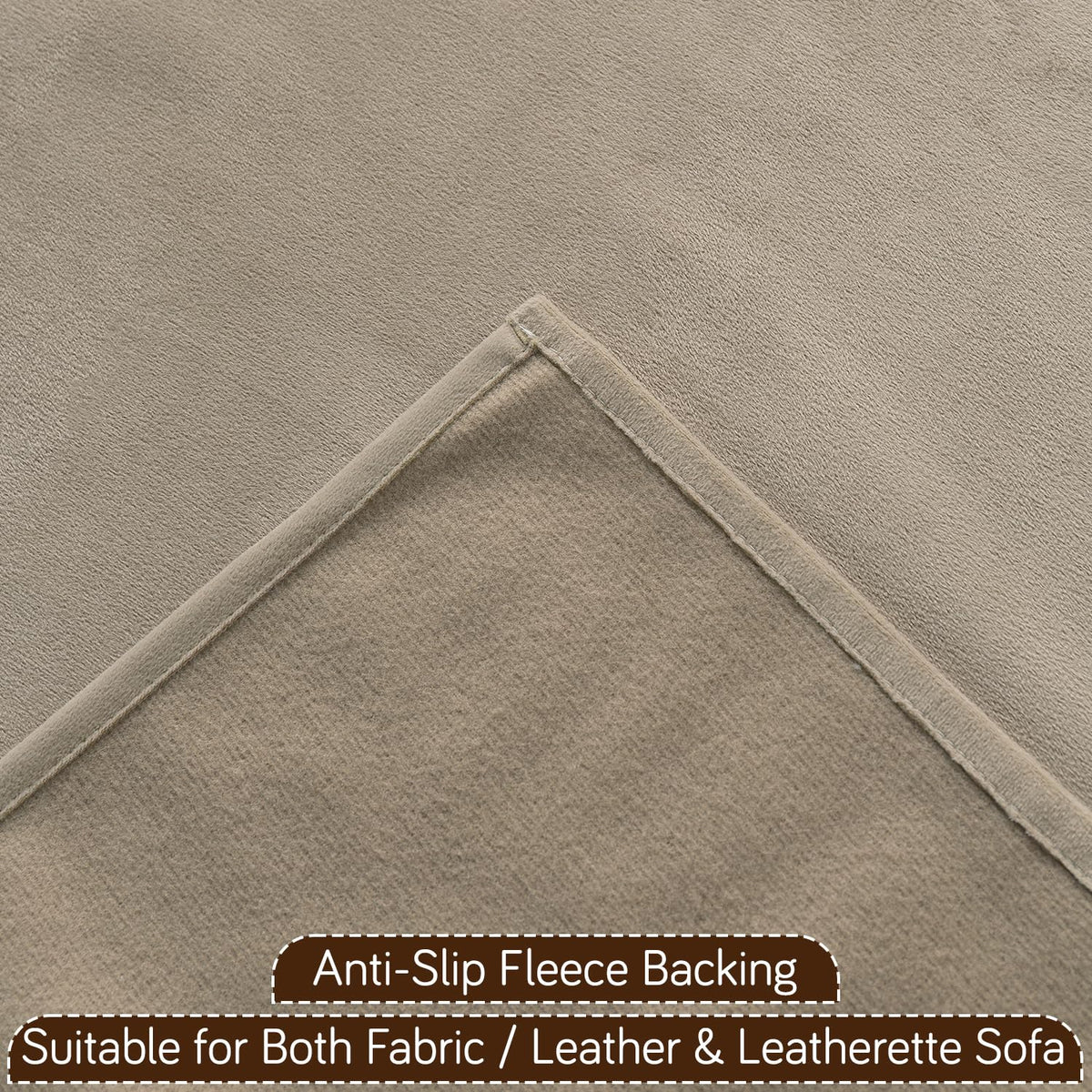 Premium Holland Velvet 5-Seater Sofa Cover (3+1+1), TasselTone Series | Sand Beige