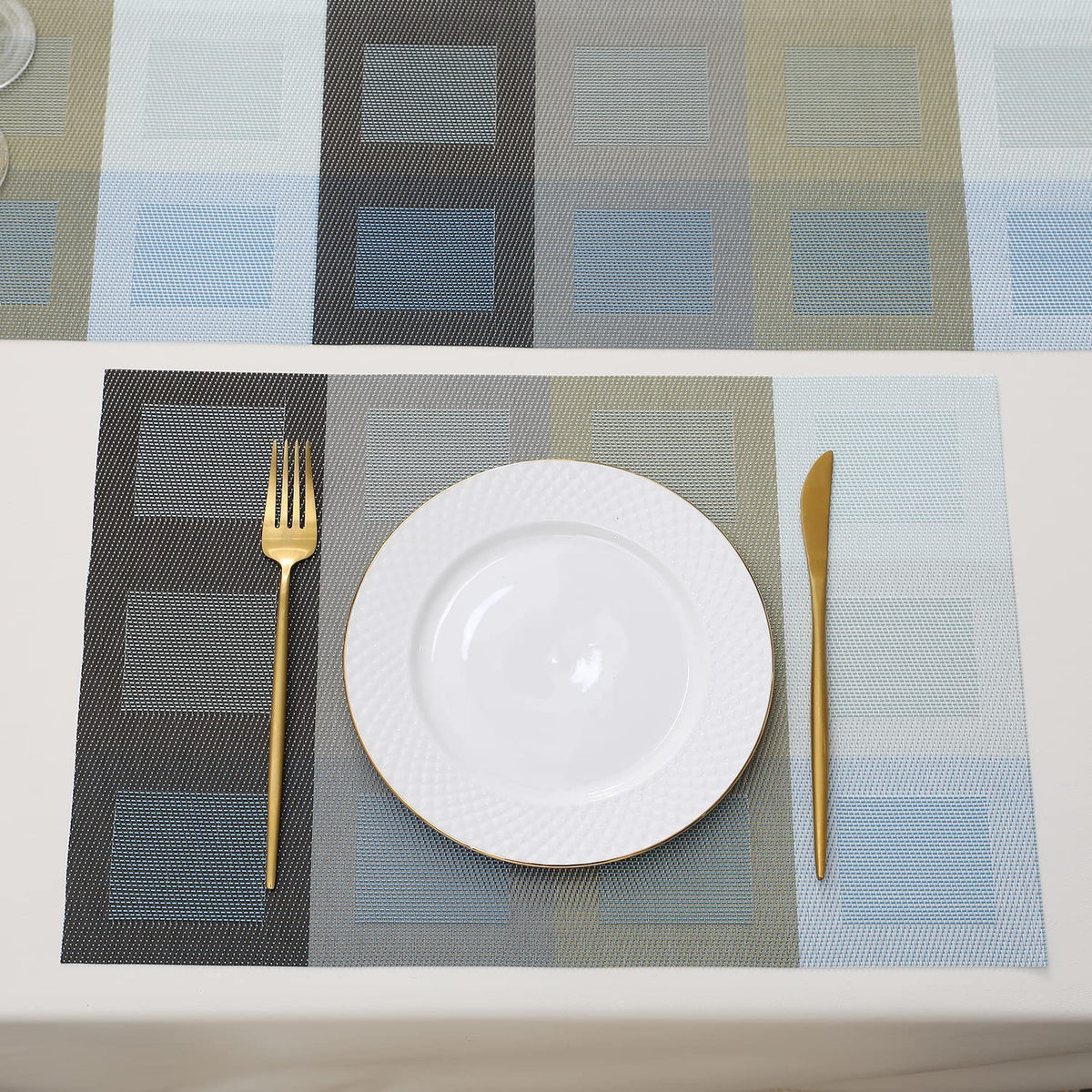 PVC Dining Table Mats, Gradient Blue