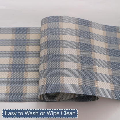 Classic Checks PVC Washable Mats for Dining Table - Pacific Blue