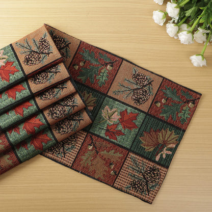 Cotton Jacquard Dining Table Mats, Multicolor Leaf