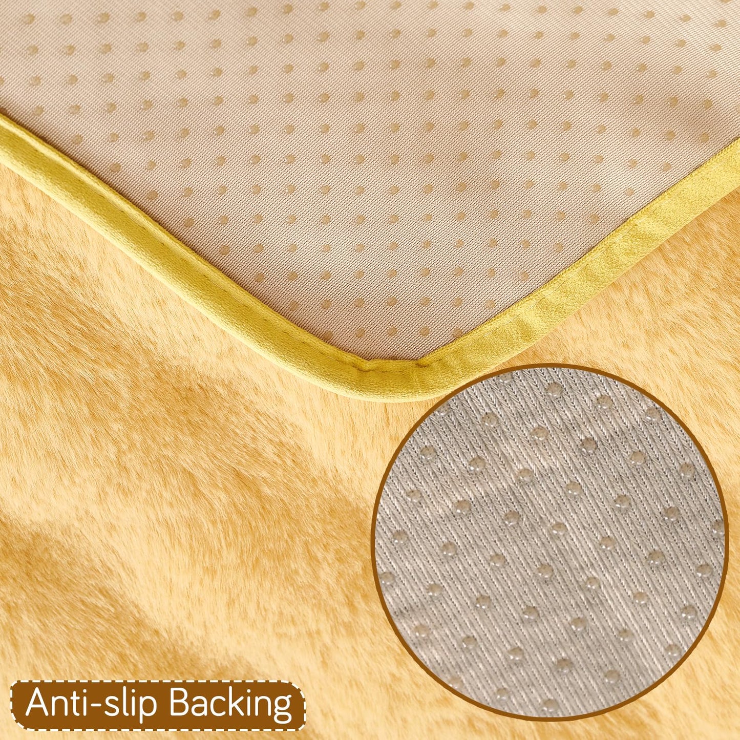 'FurHug' Premium Faux Rabbit Fur Sofa Seat Mats, Honey Yellow