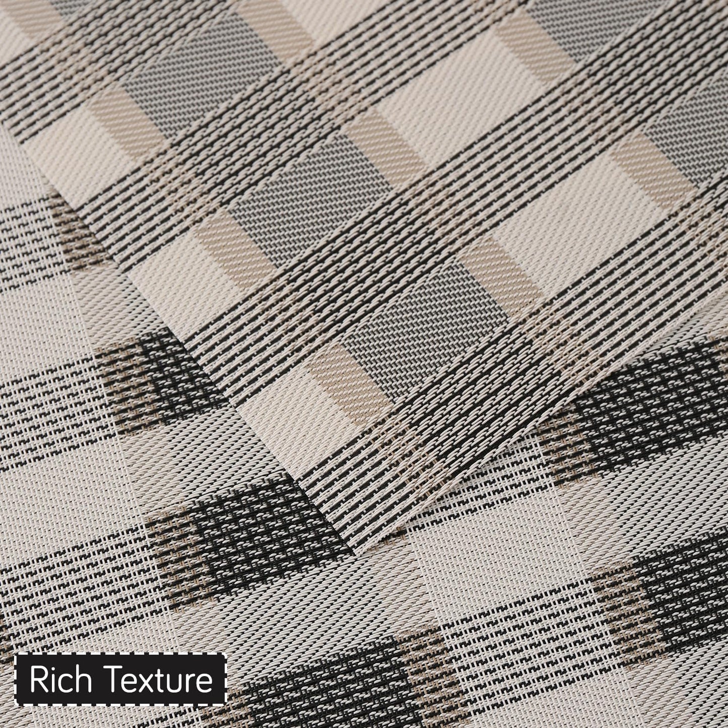 Classic Checks PVC Washable Mats for Dining Table - Sable Black