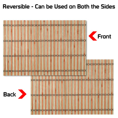 Reversible Bamboo Placemats for Dining Table Set of 4 Table Mats, 45 x 30 cm,