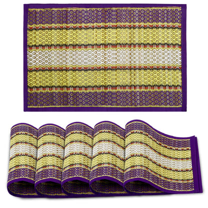 Handmade Madurkathi River Grass Dining Table Mats, Purple
