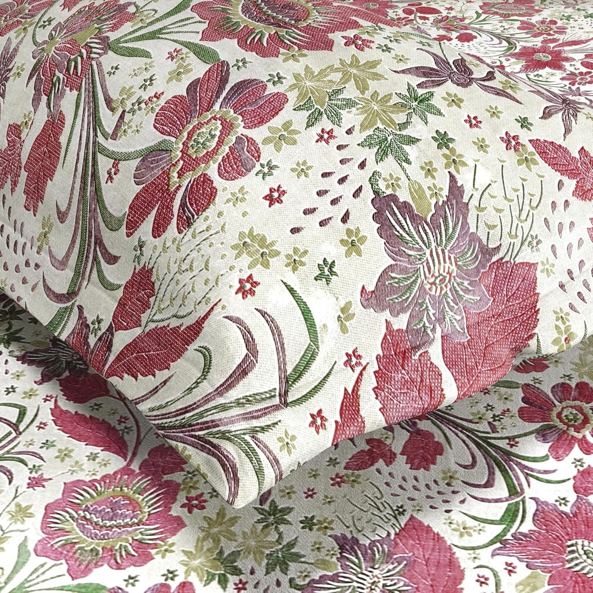 HOKIPO King Size Cotton Bedsheet, 2 Pillow Covers, Etched Floral, Raspberry - image 3