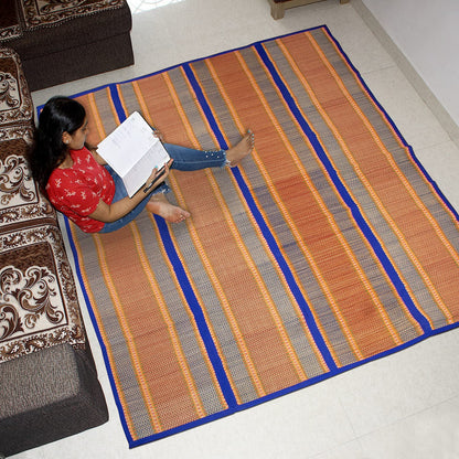 Natural Handmade Madurkathi Large Chatai Mats for Home, Blue