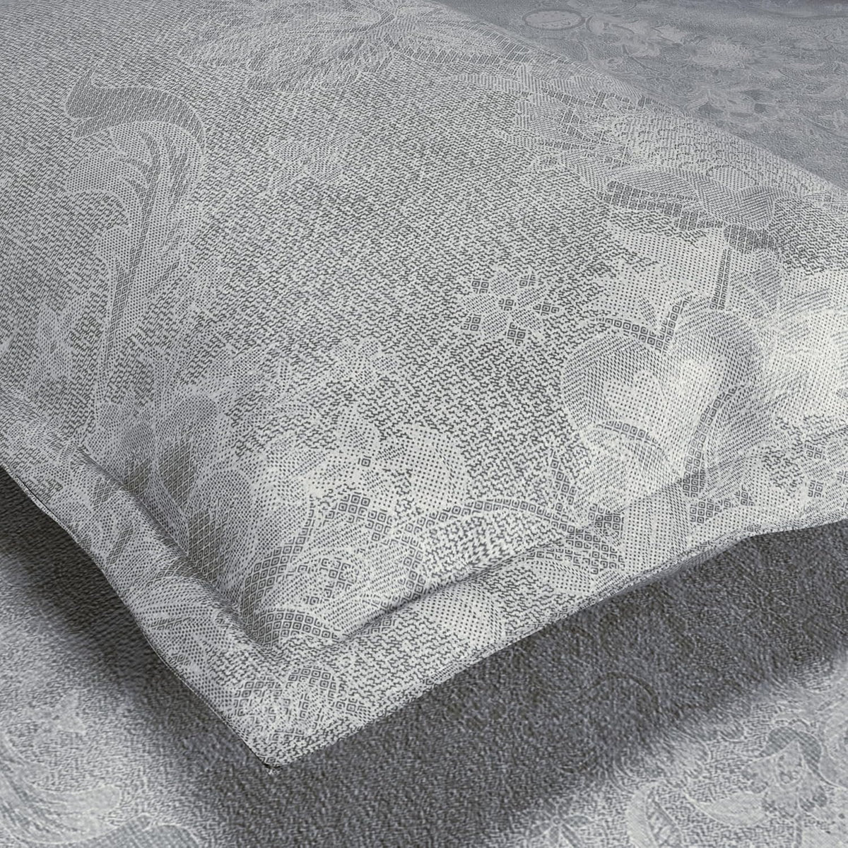 HOKIPO King Size Cotton Bedsheet, 2 Pillow Covers, Floral, Grey & Ivory - image 3