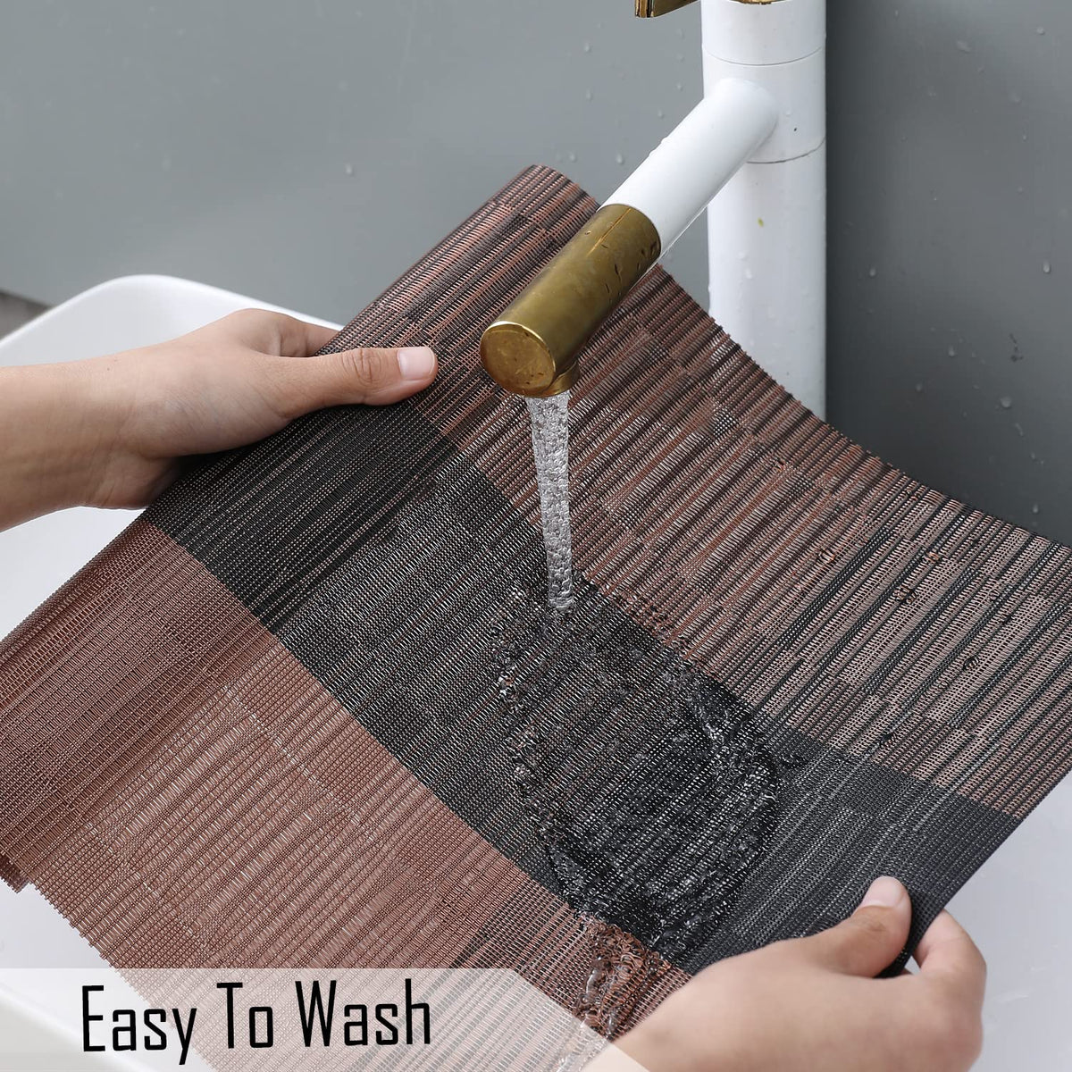 PVC Dining Table Mats, Metalic Brown
