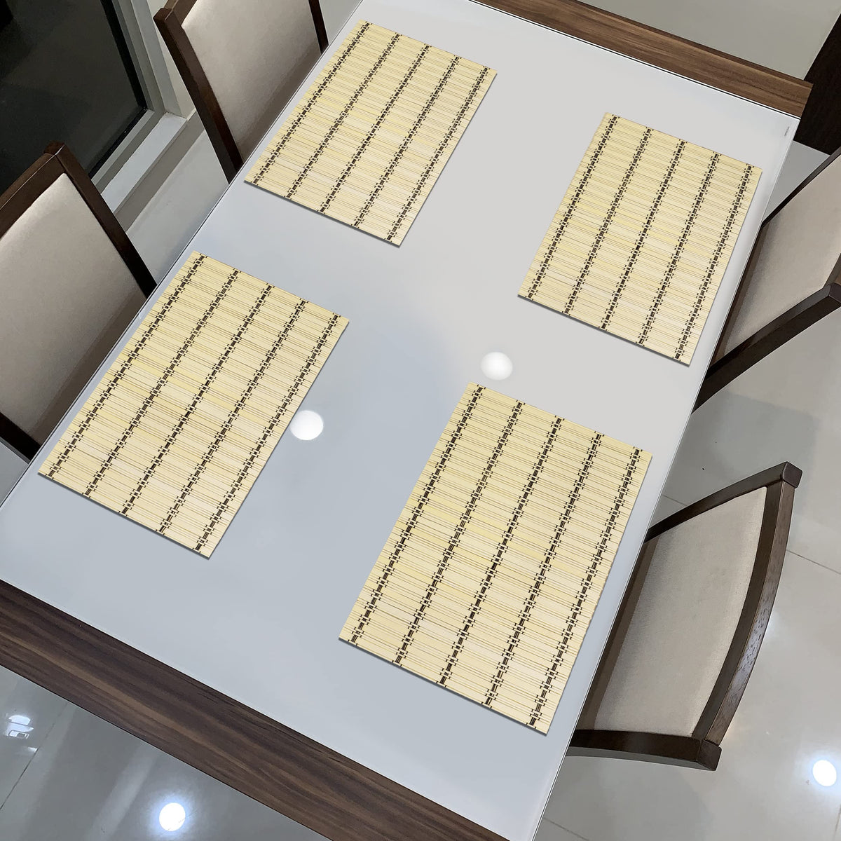 Buy reversible bamboo dining table mat set of 4 | Hokipo