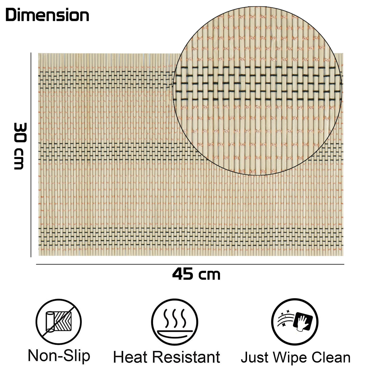 Buy bamboo 45x30 cm table mats | Hokipo