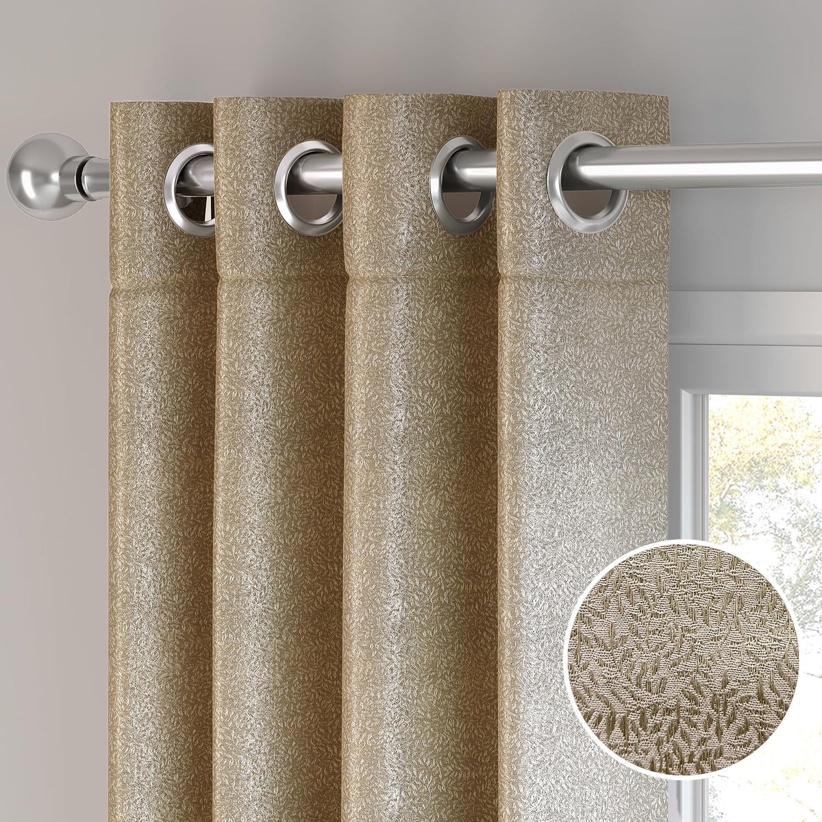 HOKIPO Eden Eyelet Curtains, 7 Feet Long - Mocha Brown - image 7