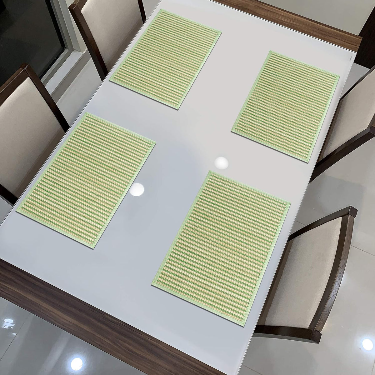 Heat Resistant Bamboo Dinner Mats, Green