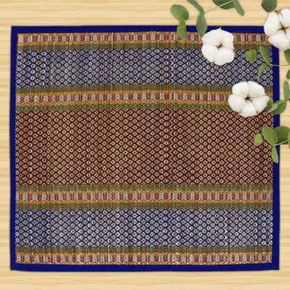 Natural River Grass Handcrafted Pooja Floor Mats/Meditation Prayer Mat/Sittting Mat/Aasan Mat Chatai for Pack of 2/4/6/8, Blue